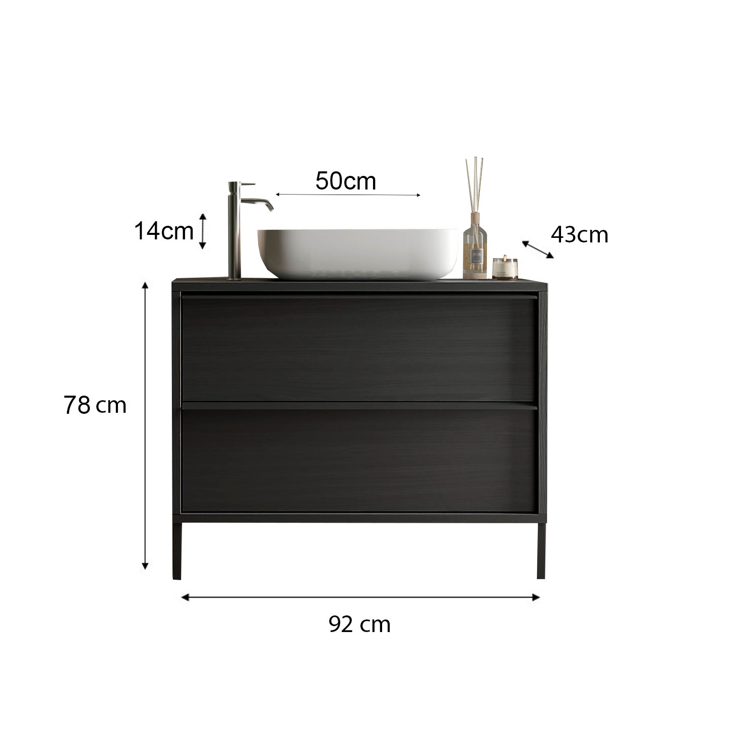 Mobile bagno 2 cassetti con lavabo STEEL