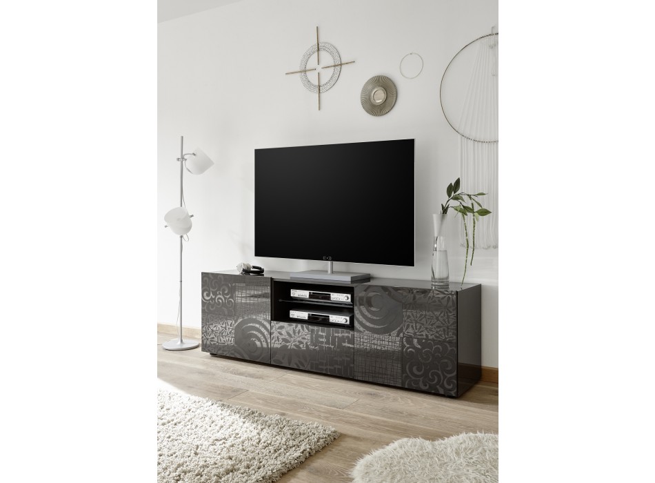 Base TV 2 ante / 1 Cassetto MIRO 181x57x43 cm colore nero