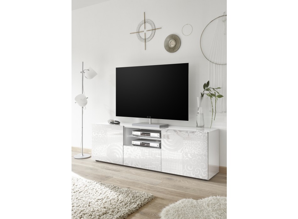 Base TV 2 ante e 1 Cassetto MIRO 181x57x43 cm colore bianco