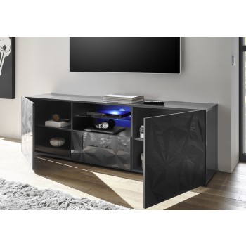 Base TV con 2 ante e 1 Cassetto PRISMA colore nero