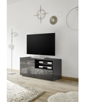 Base TV Piccola 1 anta 1 Cassetto MIRO 121x42x57 cm colore nero