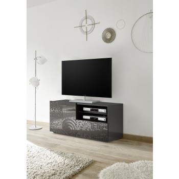 Base TV Piccola 1 anta 1 Cassetto MIRO 121x42x57 cm colore nero