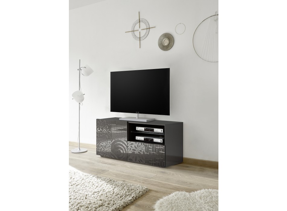 Base TV Piccola 1 anta 1 Cassetto MIRO 121x42x57 cm colore nero