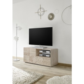 Base TV Piccola 1 anta 1 Cassetto MIRO 121x42x57 cm colore rovere