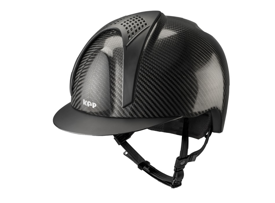 CASCO IN CARBONIO E-LIGHT NERO LUCIDO CON VISIERA NERA OPACA E 2 TASSELLI NERO OPACO