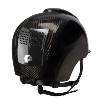 CASCO IN CARBONIO E-LIGHT NERO LUCIDO CON VISIERA NERO METALLIZZATO E 3 TASSELLI NERO METALLIZZATO