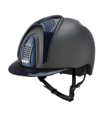 CASCO IN CARBONIO E-LIGHT NERO OPACO CON VISIERA BLU METALIZZATO E 3 TASSELLI BLU METALLIZZATO