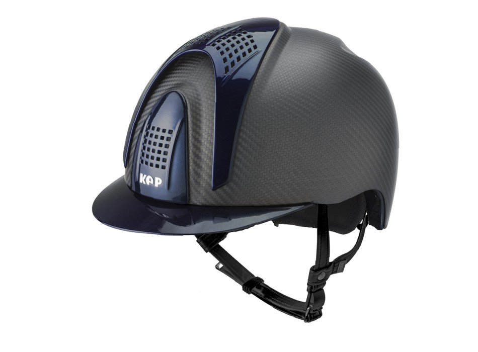 CASCO IN CARBONIO E-LIGHT NERO OPACO CON VISIERA BLU METALIZZATO E 3 TASSELLI BLU METALLIZZATO