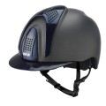 CASCO IN CARBONIO E-LIGHT NERO OPACO CON VISIERA BLU METALIZZATO E 3 TASSELLI BLU METALLIZZATO