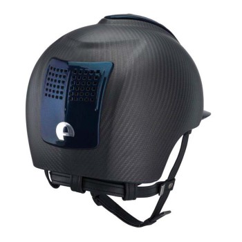 CASCO IN CARBONIO E-LIGHT NERO OPACO CON VISIERA BLU METALLIZZATO E 2 TASSELLI BLU METALIZZATO