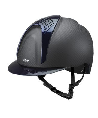 CASCO IN CARBONIO E-LIGHT NERO OPACO CON VISIERA BLU METALLIZZATO E 2 TASSELLI BLU METALIZZATO