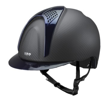 CASCO IN CARBONIO E-LIGHT NERO OPACO CON VISIERA BLU METALLIZZATO E 2 TASSELLI BLU METALIZZATO