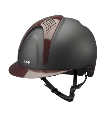 CASCO IN CARBONIO E-LIGHT NERO OPACO CON VISIERA BORDEAUX METALIZZATO E 2 TASSELLI BORDEAUX METALIZZATO