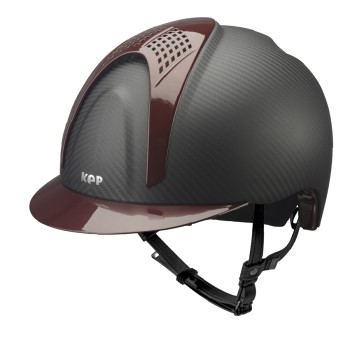 CASCO IN CARBONIO E-LIGHT NERO OPACO CON VISIERA BORDEAUX METALIZZATO E 2 TASSELLI BORDEAUX METALIZZATO