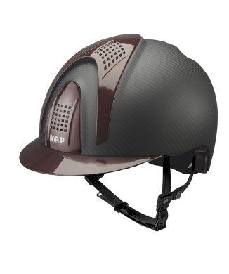 CASCO IN CARBONIO E-LIGHT NERO OPACO CON VISIERA BORDEAUX METALIZZATO E 3 TASSELLI BORDEAUX METALIZZATO