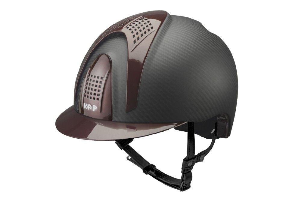 CASCO IN CARBONIO E-LIGHT NERO OPACO CON VISIERA BORDEAUX METALIZZATO E 3 TASSELLI BORDEAUX METALIZZATO