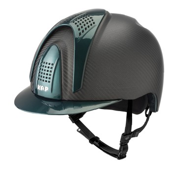 CASCO IN CARBONIO E-LIGHT NERO OPACO CON VISIERA VERDE METALIZZATO E 3 TASSELLI VERDE METALLIZZATO