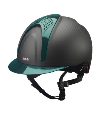 CASCO IN CARBONIO E-LIGHT NERO OPACO CON VISIERA VERDE METALLIZZATO E 2 TASSELLI VERDE METALIZZATO