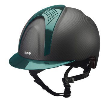 CASCO IN CARBONIO E-LIGHT NERO OPACO CON VISIERA VERDE METALLIZZATO E 2 TASSELLI VERDE METALIZZATO