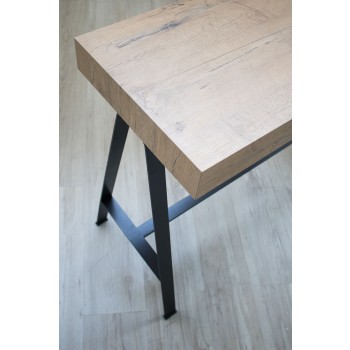 Consolle Banco telaio Antracite - Consolle allungabile 90x40/196 cm Banco Small Bianco Frassino telaio Antracite