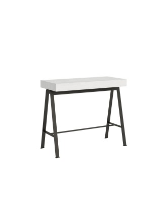 Consolle Banco telaio Antracite - Consolle allungabile 90x40/196 cm Banco Small Bianco Frassino telaio Antracite