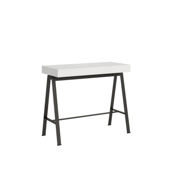 Consolle Banco telaio Antracite - Consolle allungabile 90x40/196 cm Banco Small Bianco Frassino telaio Antracite