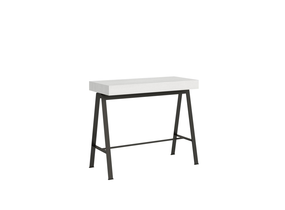 Consolle Banco telaio Antracite - Consolle allungabile 90x40/196 cm Banco Small Bianco Frassino telaio Antracite