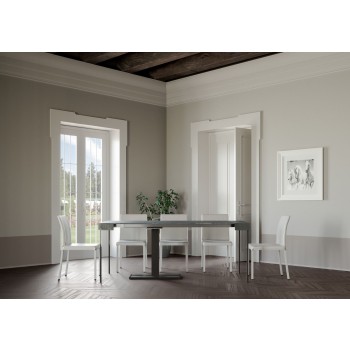 Consolle Capital telaio Antracite - Consolle allungabile 90x40/196 cm Capital Small Bianco Frassino telaio Antracite