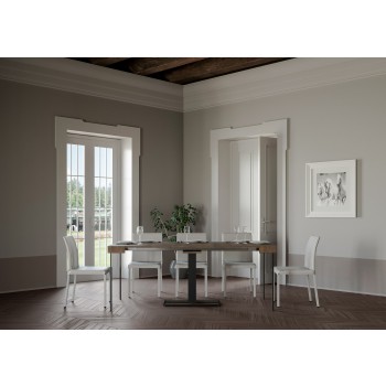 Consolle Capital telaio Antracite - Consolle allungabile 90x40/196 cm Capital Small Bianco Frassino telaio Antracite