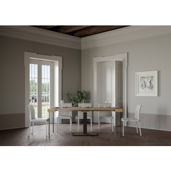 Consolle Capital telaio Antracite - Consolle allungabile 90x40/196 cm Capital Small Bianco Frassino telaio Antracite