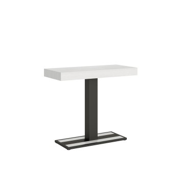 Consolle Capital telaio Antracite - Consolle allungabile 90x40/196 cm Capital Small Bianco Frassino telaio Antracite