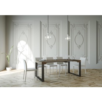 Consolle Elettra telaio Antracite - Consolle allungabile 90x40/196 cm Elettra Small Bianco Frassino telaio Antracite