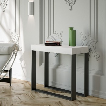 Consolle Elettra telaio Antracite - Consolle allungabile 90x40/196 cm Elettra Small Bianco Frassino telaio Antracite