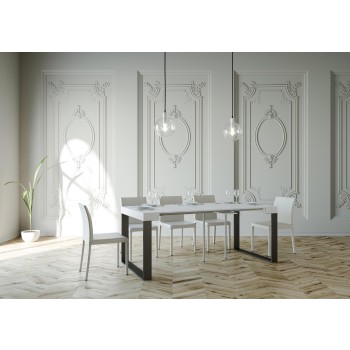 Consolle Elettra telaio Antracite - Consolle allungabile 90x40/196 cm Elettra Small Bianco Frassino telaio Antracite