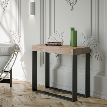 Consolle Elettra telaio Antracite - Consolle allungabile 90x40/196 cm Elettra Small Bianco Frassino telaio Antracite