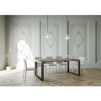 Consolle Elettra telaio Antracite - Consolle allungabile 90x40/196 cm Elettra Small Bianco Frassino telaio Antracite