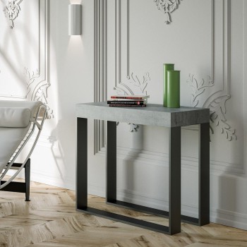 Consolle Elettra telaio Antracite - Consolle allungabile 90x40/196 cm Elettra Small Bianco Frassino telaio Antracite