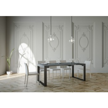 Consolle Elettra telaio Antracite - Consolle allungabile 90x40/196 cm Elettra Small Bianco Frassino telaio Antracite