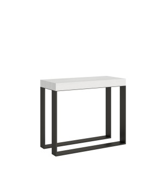 Consolle Elettra telaio Antracite - Consolle allungabile 90x40/196 cm Elettra Small Bianco Frassino telaio Antracite