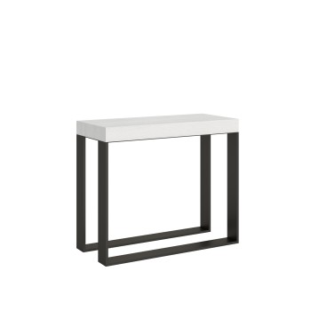 Consolle Elettra telaio Antracite - Consolle allungabile 90x40/196 cm Elettra Small Bianco Frassino telaio Antracite