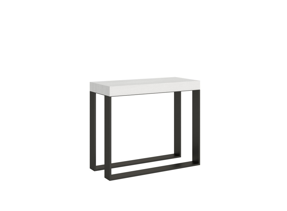 Consolle Elettra telaio Antracite - Consolle allungabile 90x40/196 cm Elettra Small Bianco Frassino telaio Antracite