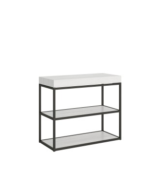 Consolle Plano telaio Antracite - Consolle allungabile 90x40/196 cm Plano Small Bianco Frassino telaio Antracite