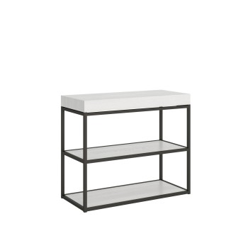 Consolle Plano telaio Antracite - Consolle allungabile 90x40/196 cm Plano Small Bianco Frassino telaio Antracite