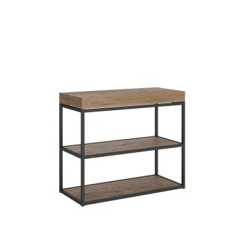 Consolle Plano telaio Antracite - Consolle allungabile 90x40/196 cm Plano Small Premium Quercia Natura telaio Antracite