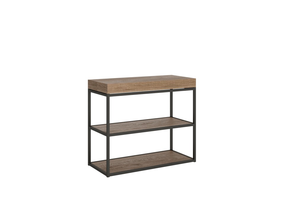 Consolle Plano telaio Antracite - Consolle allungabile 90x40/196 cm Plano Small Premium Quercia Natura telaio Antracite