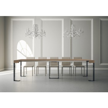 Consolle Sintesi telaio Antracite - Consolle allungabile 90x40/300 cm Sintesi Bianco Frassino telaio Antracite