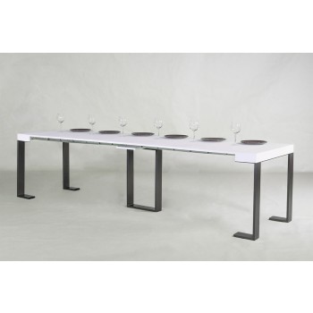 Consolle Sintesi telaio Antracite - Consolle allungabile 90x40/300 cm Sintesi Bianco Frassino telaio Antracite