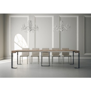 Consolle Sintesi telaio Antracite - Consolle allungabile 90x40/300 cm Sintesi Bianco Frassino telaio Antracite