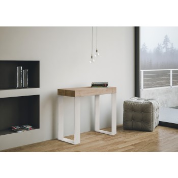 Consolle Tecno telaio Bianco - Consolle allungabile 90x40/196 cm Tecno Small Bianco Frassino telaio Bianco