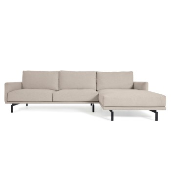 Divano Galene 3 posti con chaise longue destro beige 254 cm